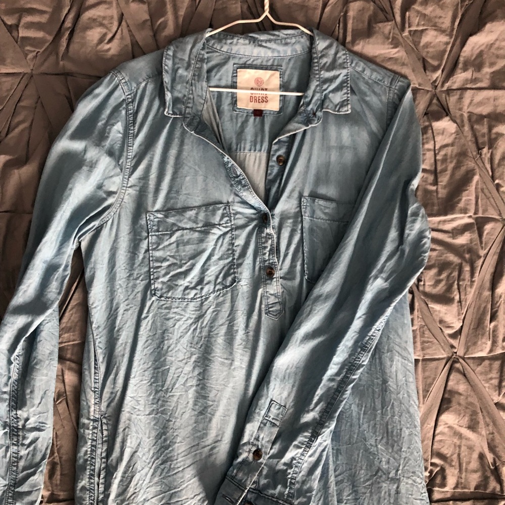 Light blue jean shirt shift dress